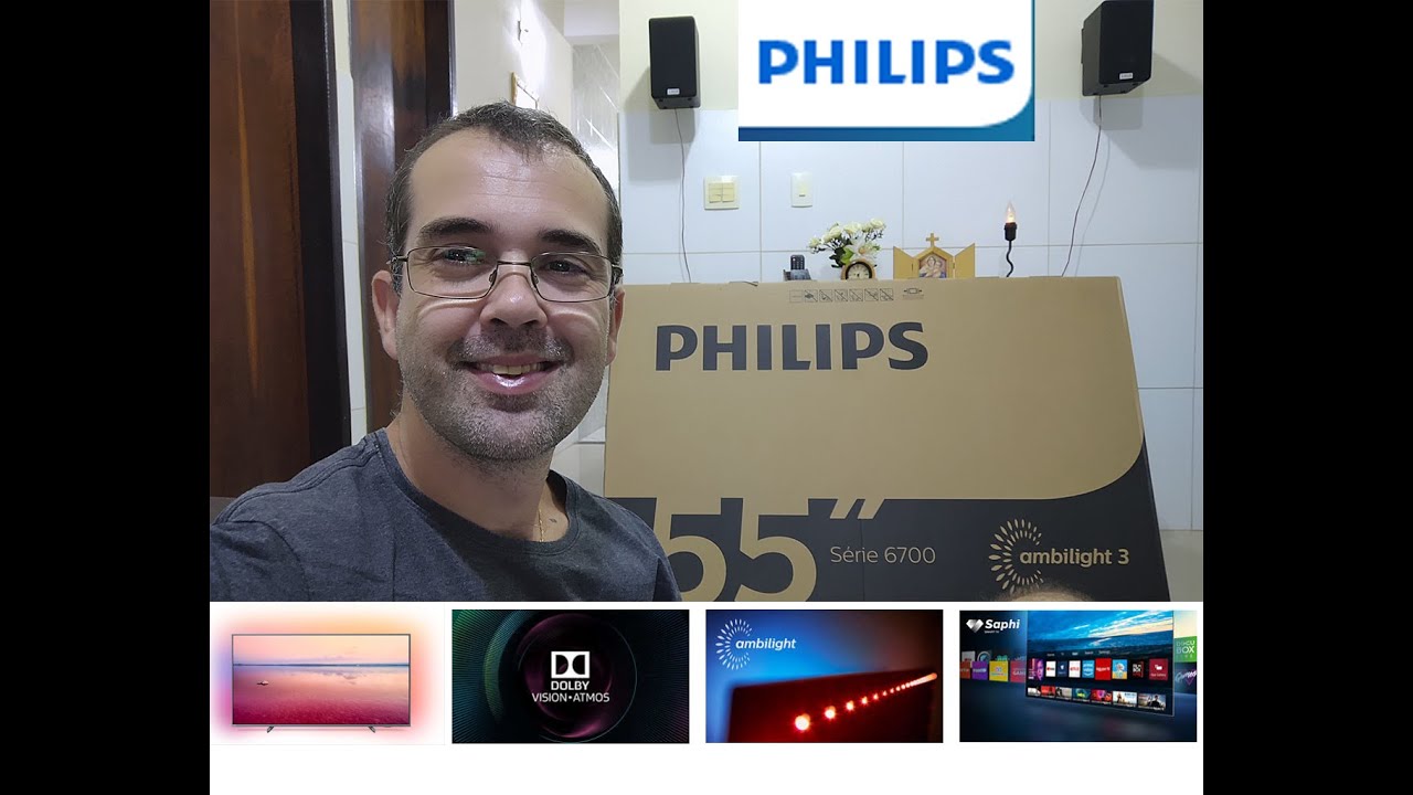 TV PHILIPS 55PUG6794/78 AMBILIGHT 3 - UNBOXING COMENTADO