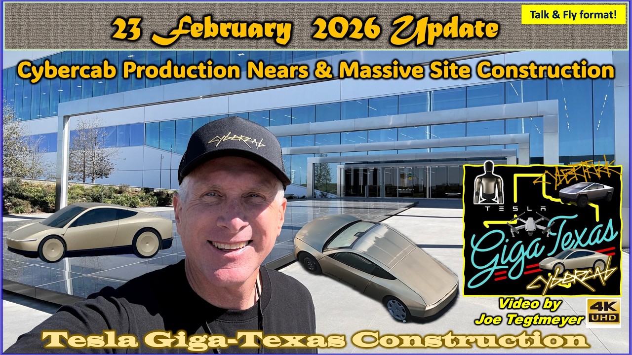 Cybercab Testing, Site Clearing, ATD Construction & Sunrise! 23 Feb 2026 Giga Texas Update (07:10AM)