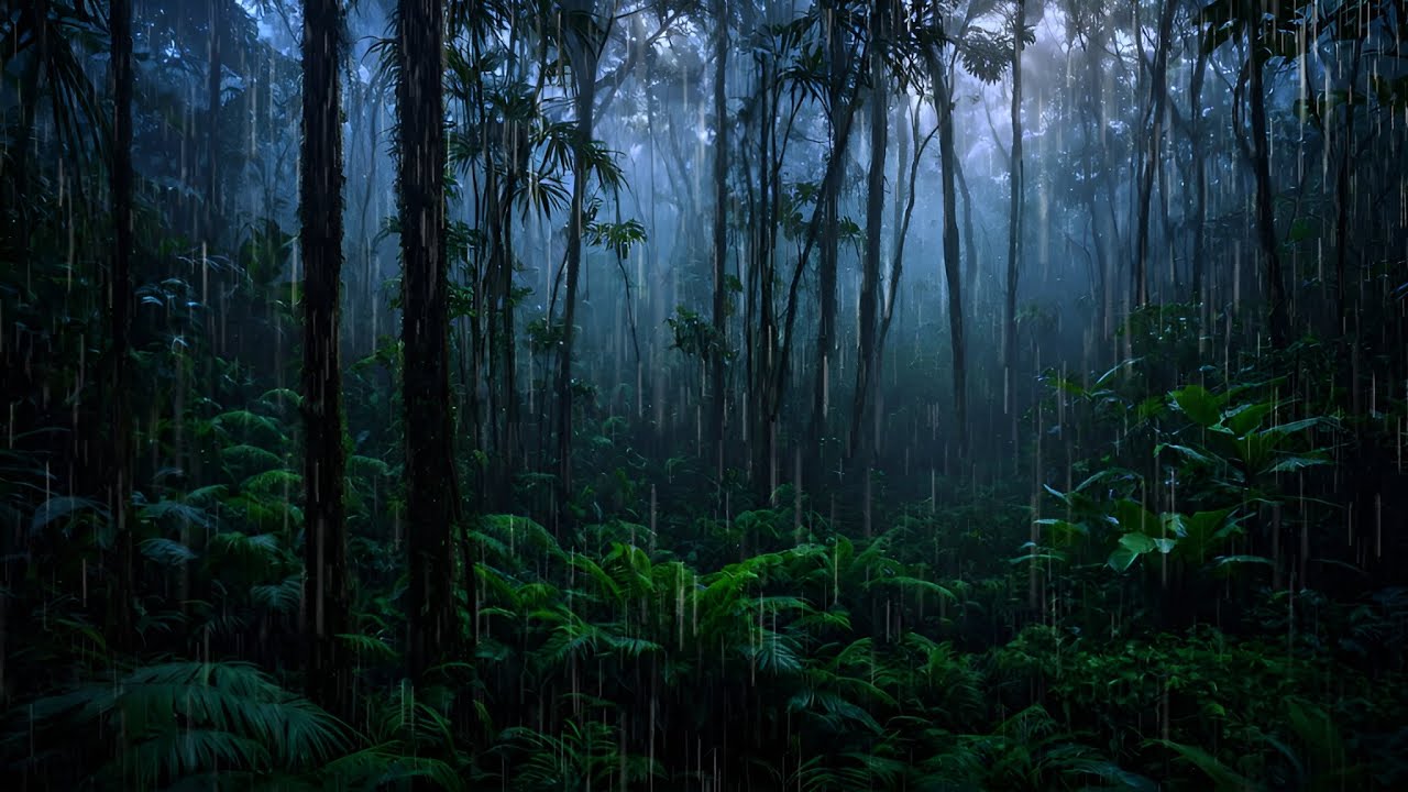 Heavy Rain Sounds in the Deep Forest | Natural Sounds for Relaxing Sleep