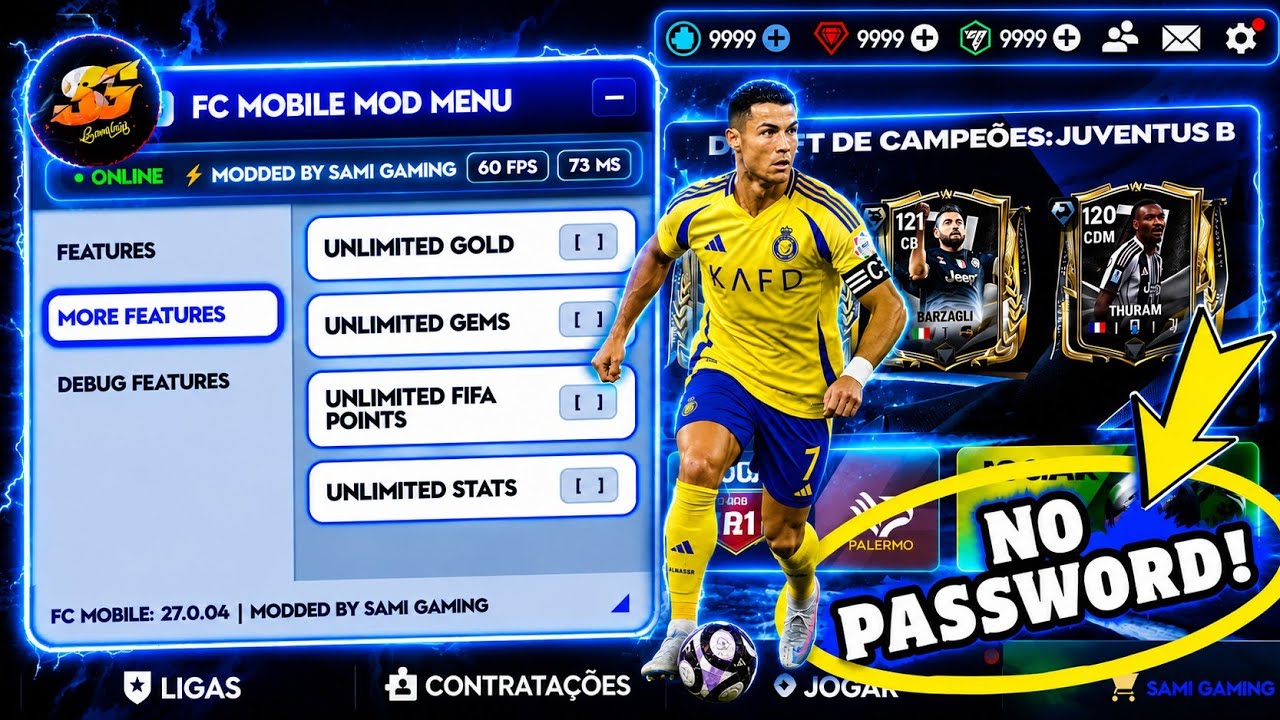 Меню модов FC Mobile 27.0.04 Бесконечные деньги | FC Mobile Mod Apk | SAMIGAMING Ссылка Mediaf...