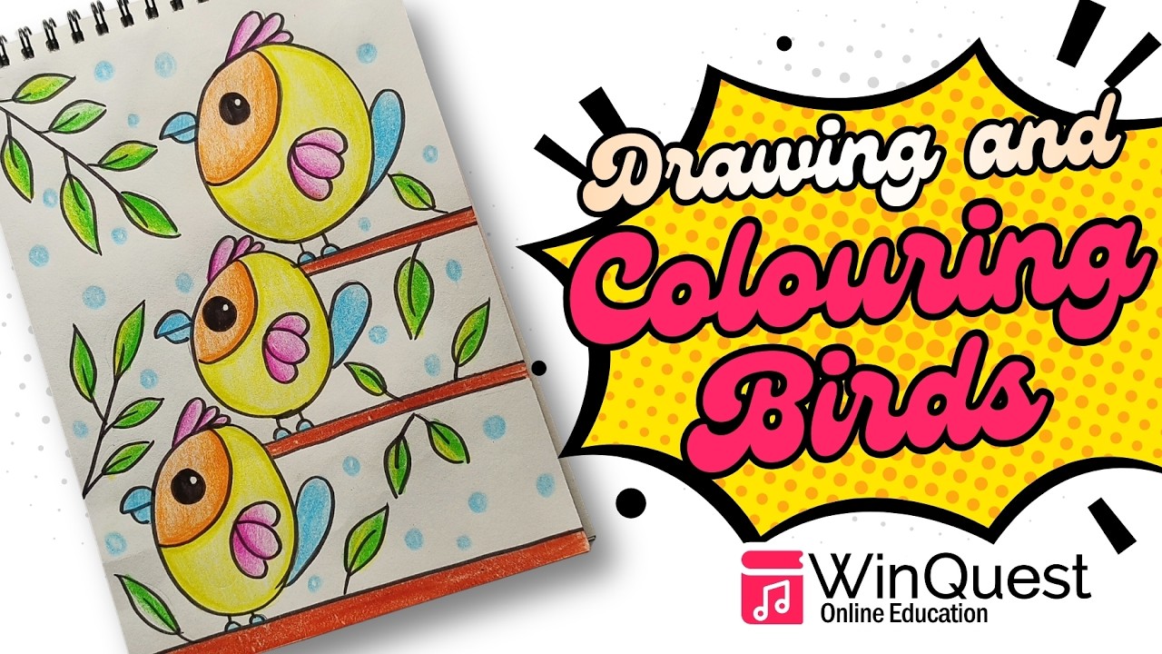 🐦 Drawing and Colouring Birds | Easy Step-by-Step Tutorial for Kids 🎨