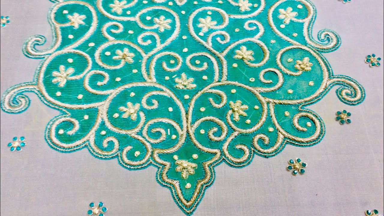 Aari embroidery on net cloth