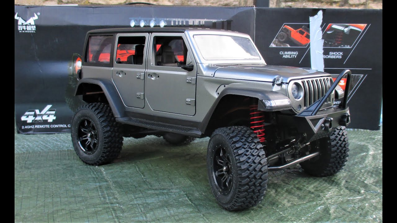 RC MN128, GREY JEEP, UNBOXING & TEST DRIVE
