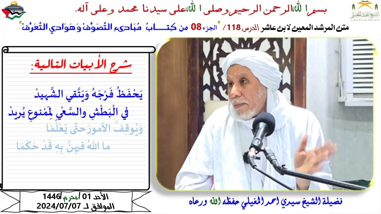 شرح متن ابن عاشر 118 كِتـــــابُ  مُبَادِىءِ التَّصَوُّفْ وَهَوَادِي التَّعَرُّفْ 8