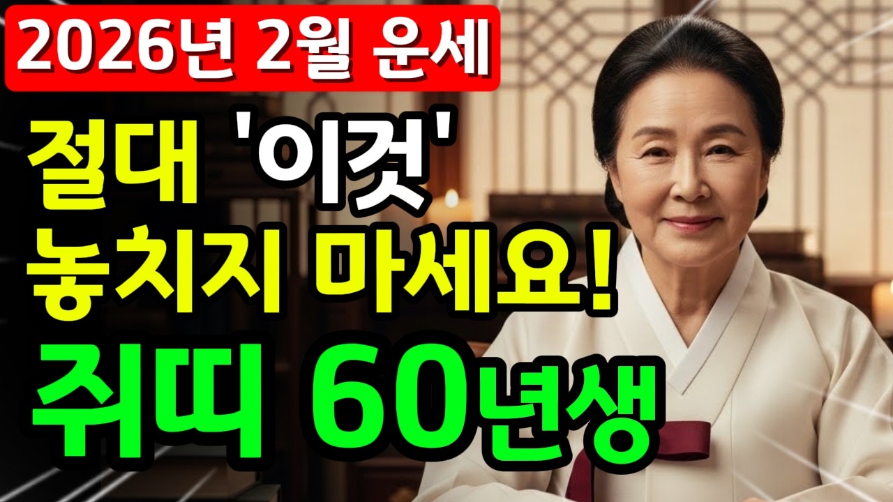 📢 60년생 쥐띠, 2월 집안에 돈 냄새 진동합니다! 조상님이 예비한 66년 만의 황금 골든타임
