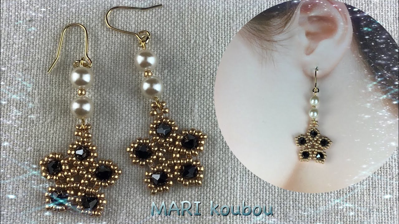 フラワーモチーフピアスの作り方/Flower motif earrings