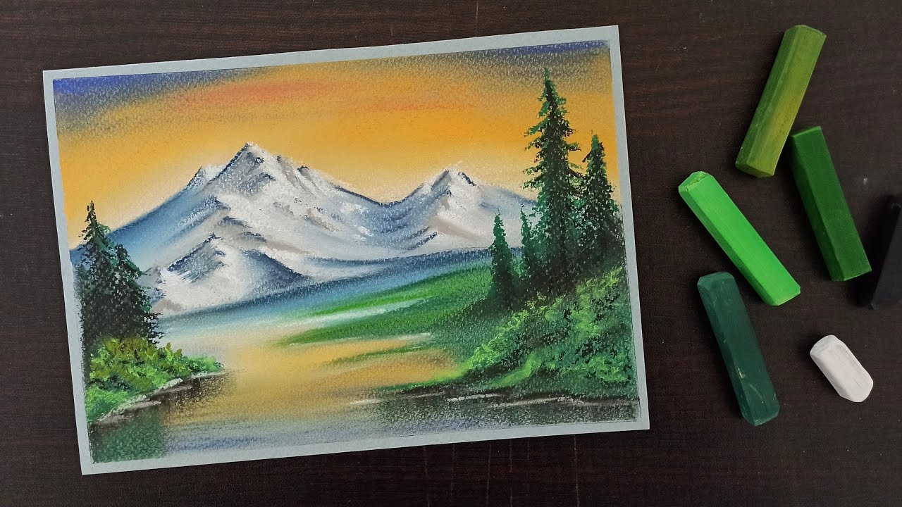 How to draw mountain landscape with soft pastels || Easy Soft Pastel Drawing for beginners