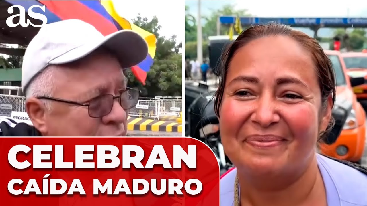 VENEZOLANOS CELEBRAN LA CAÍDA DE MADURO EN LA FRONTERA VENEZUELA-COLOMBIA