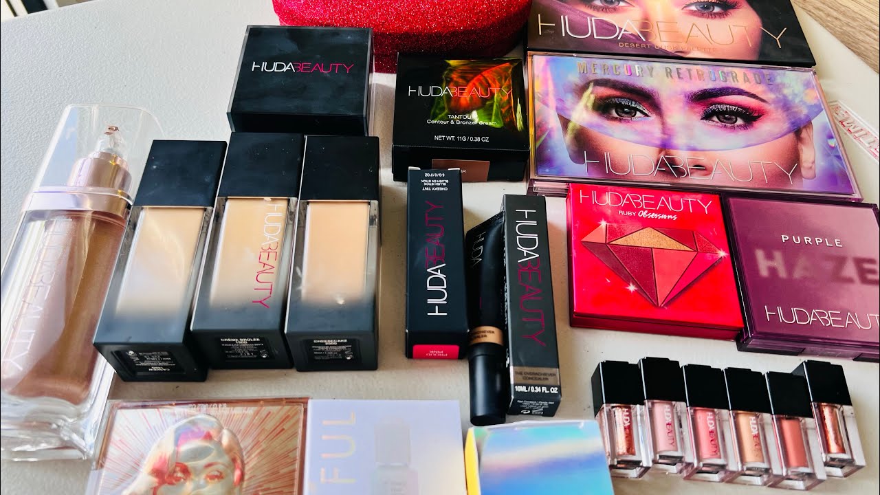 Top Huda Beauty products swatches, and Unboxing