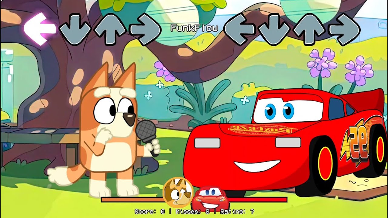 FNF Bluey Full Episodes vs Pibby McQueen Sings Bluey Can Can | FNF Mods
