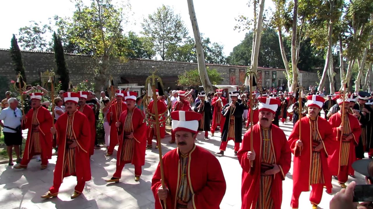 Ottoman military band marching into Topkapi Palace