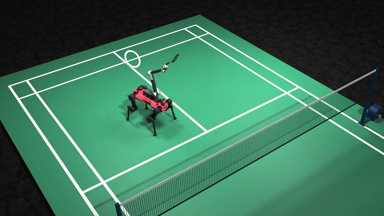 Four-legged robot plays badminton with humans