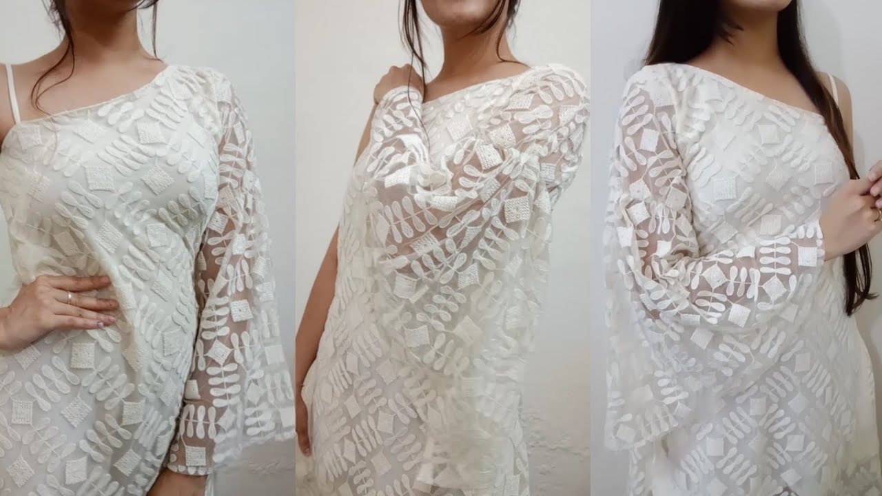 How to cut and sew one shoulder dress with stylish sleeves | Aastha Jain 🖤 |
