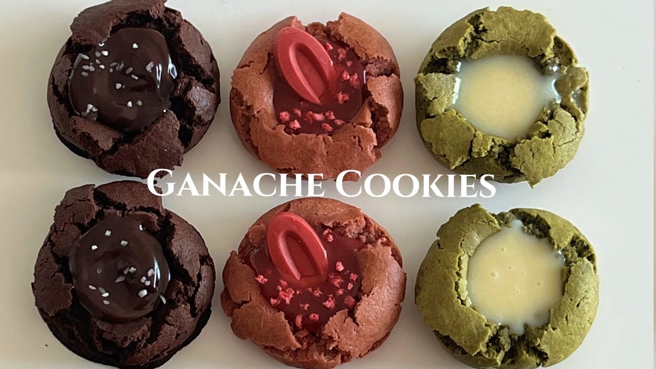 한가지 반죽으로 3가지맛 가나슈쿠키 만들기 (초코.말차.딸기)🍪발렌타인데이 베이킹 홈베이킹