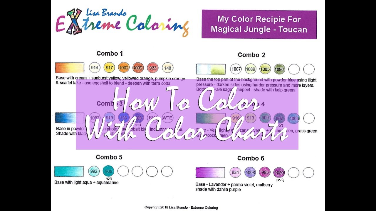 How To Color Using A Color Chart And Colored Pencils Lisa Brando Extreme Coloring Prismacolor