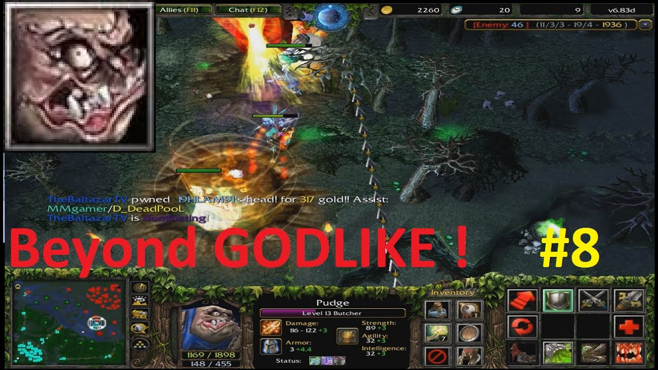 DotA 6.83d - Pudge, Butcher Beyond GODLIKE ! #8