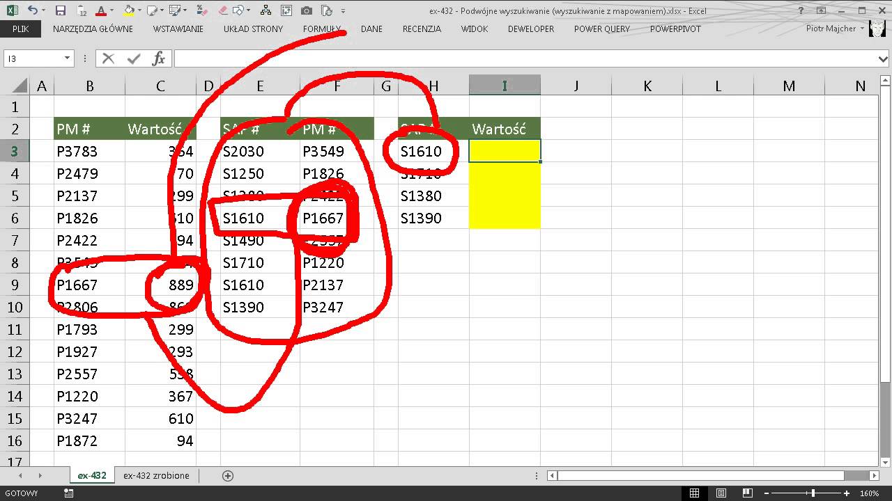 excel-432 - Podwójne wyszukiwanie (wyszukiwanie z mapowaniem)
