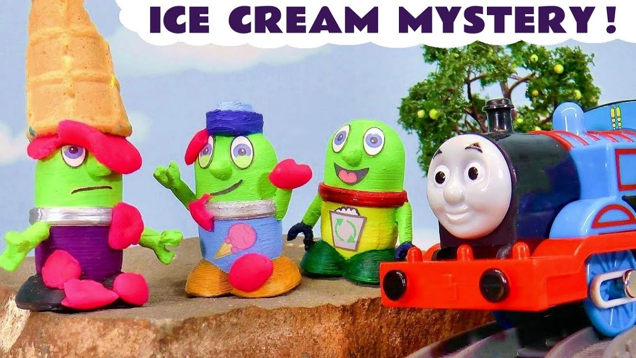 Mystery Funlings Ice Cream Story With Toy Trains And Recycling Funling