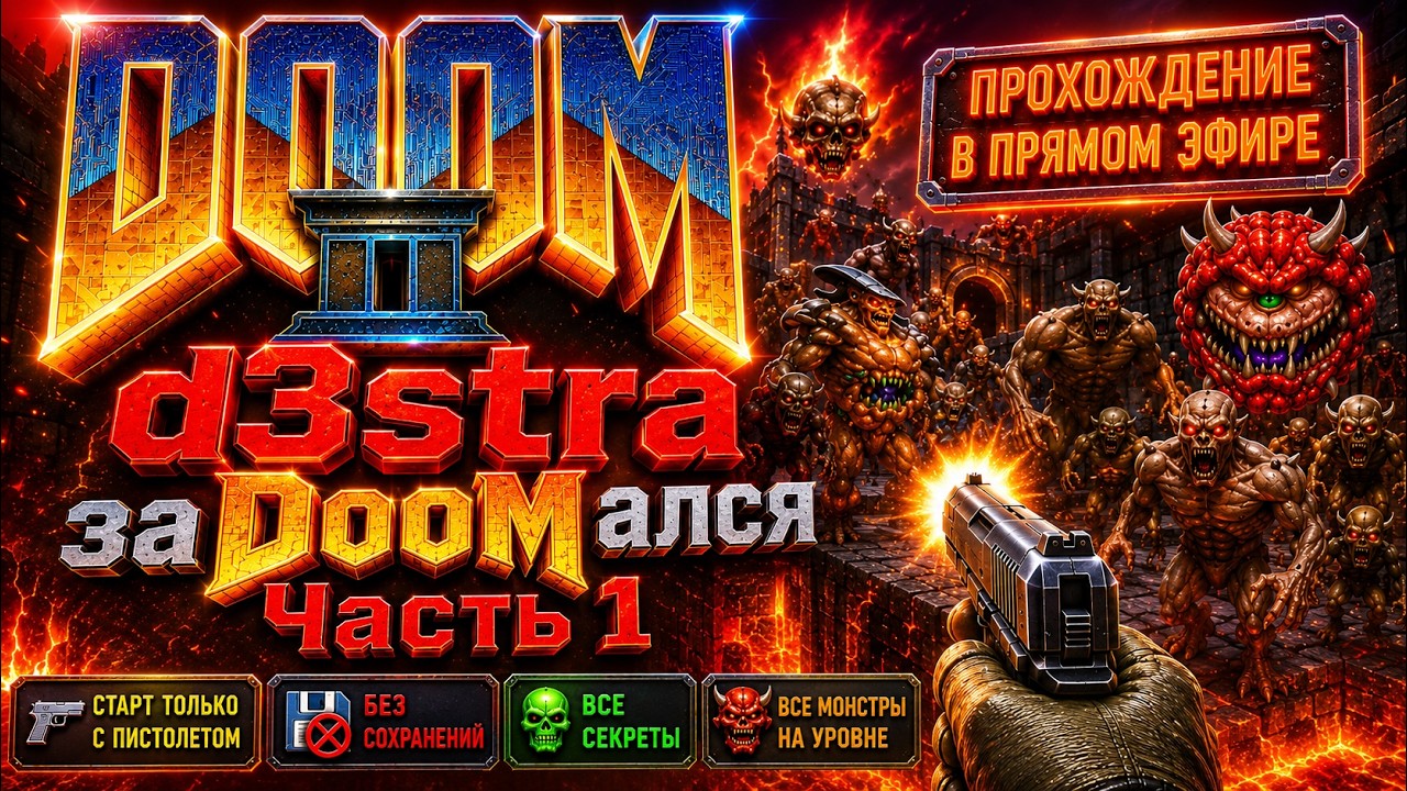 d3stra немного заDooMался! Doom2, ( Начало с пистолетом каждый уровень и все секреты )