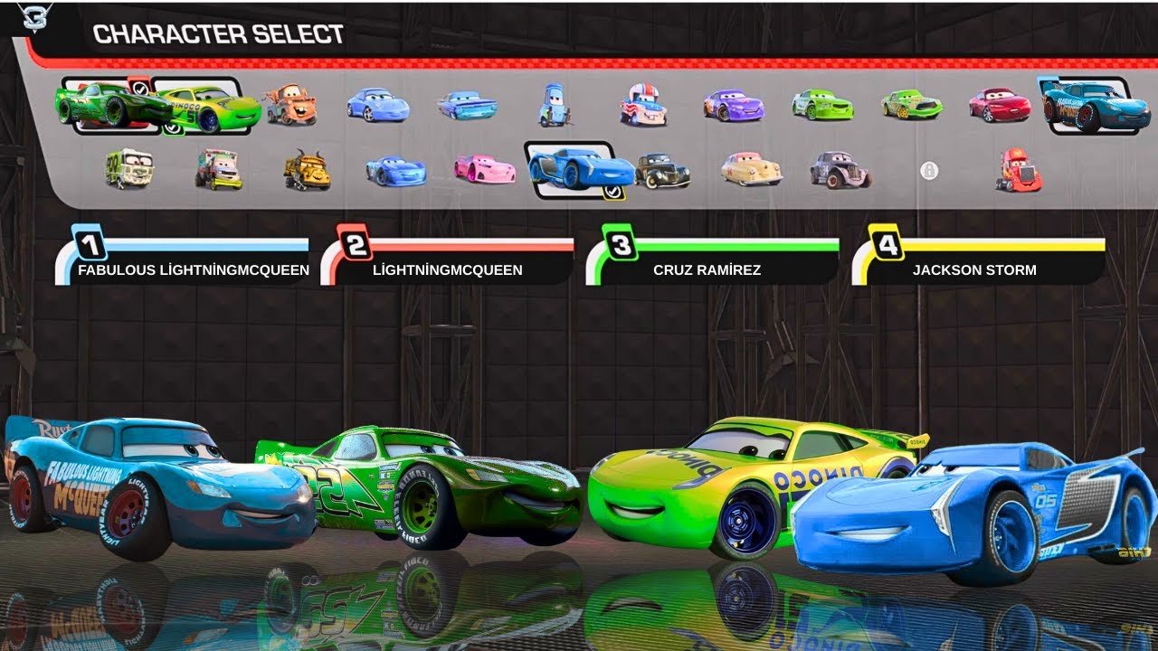 Cars 3: Driven to Win Blue Team VS Green Team Split screen 4 player #cars3driventowin #cars3 #disney