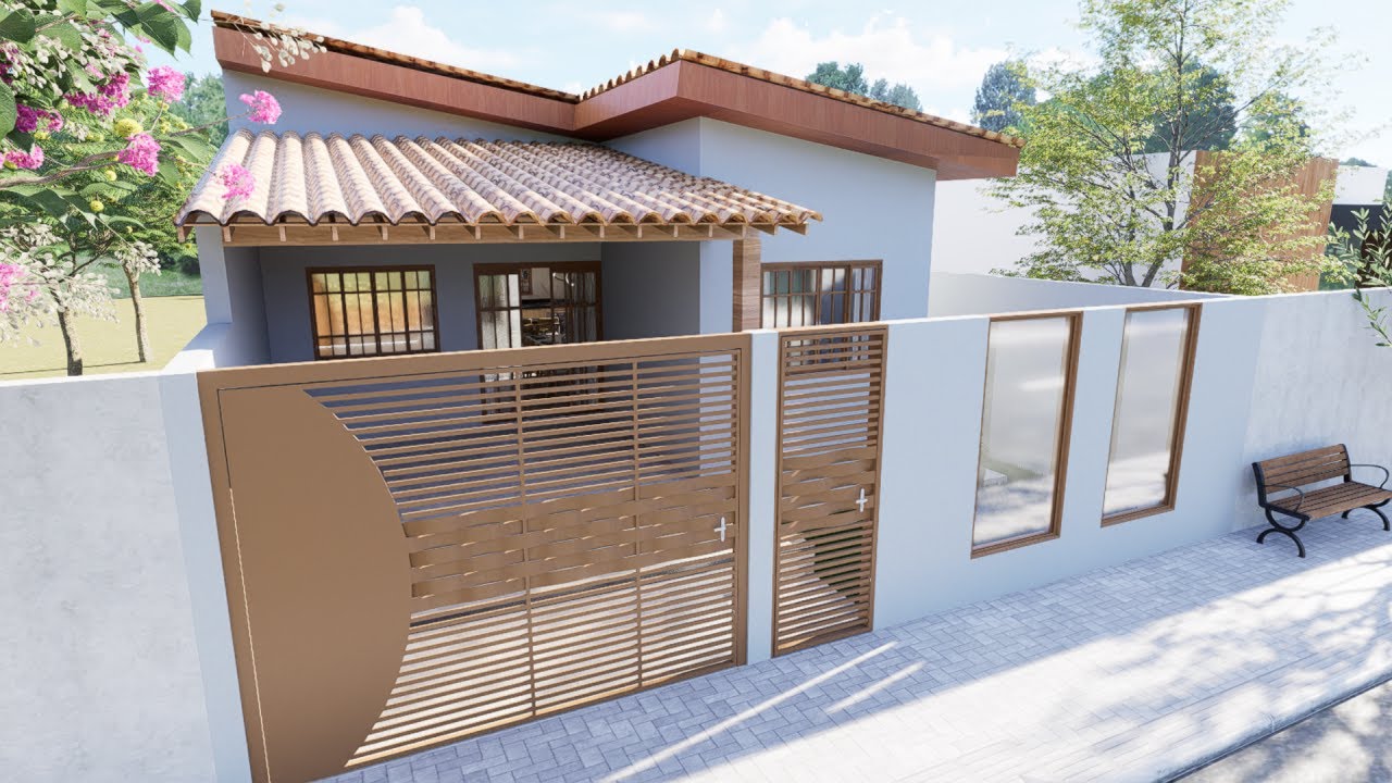 Casa pequena com telhado aparente | COM EDÍCULA NOS FUNDOS |
