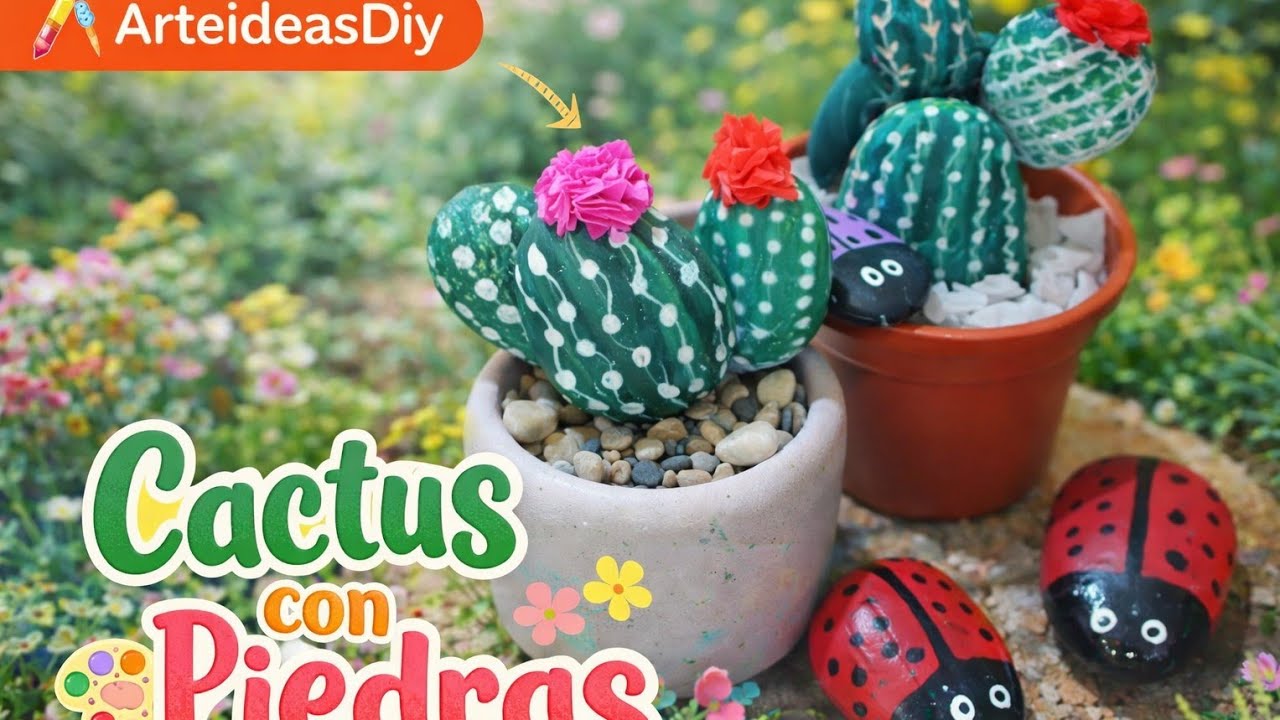 “Cactus con Piedras”#manualidades #diy #arte 