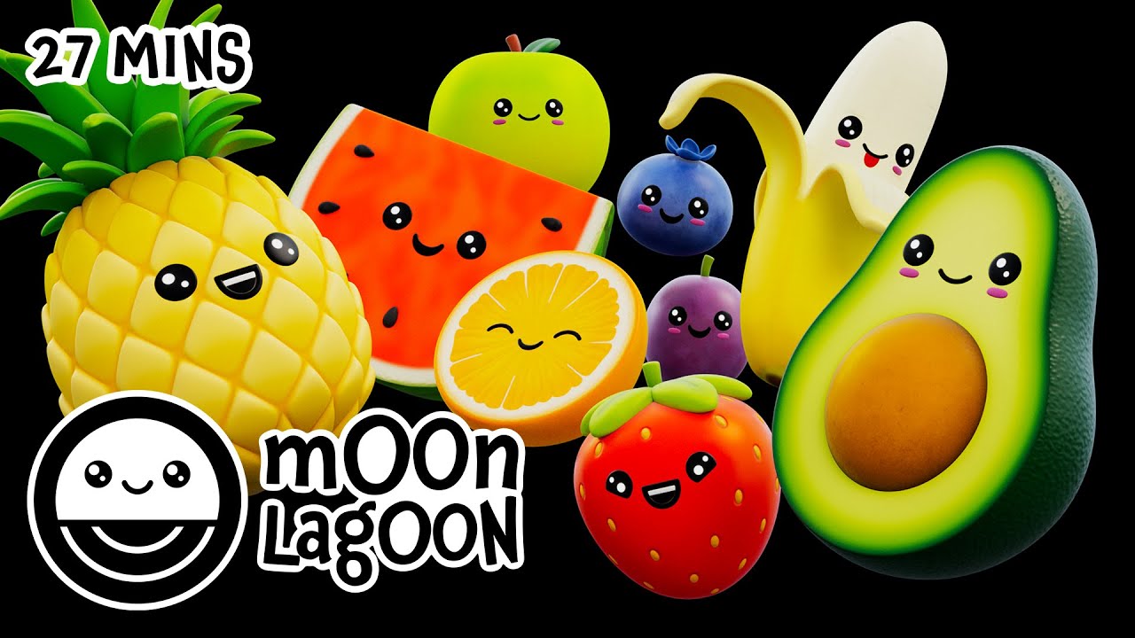 Moon Lagoon – Dancing Fruit Party | Sensory Animation for Kids | 4K HDR 60fps
