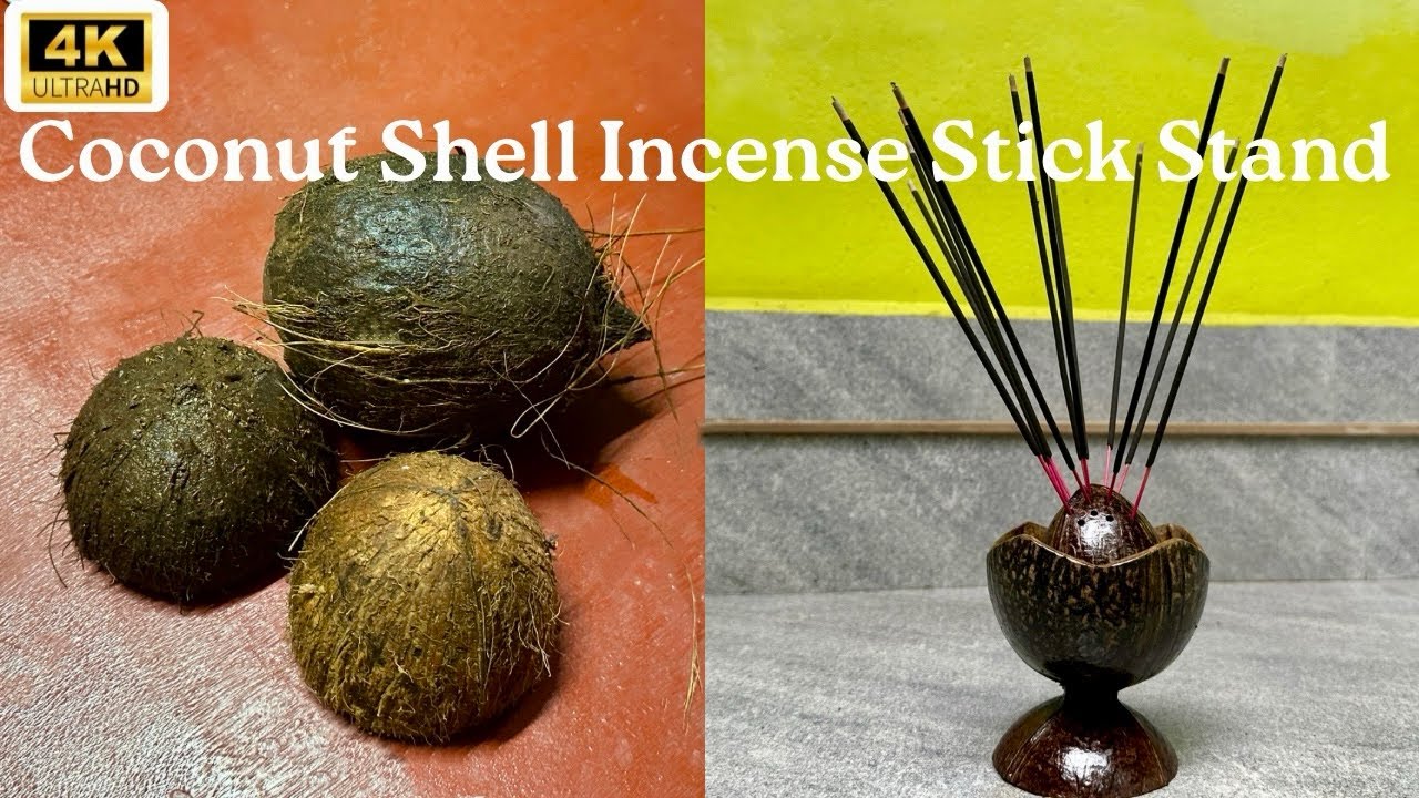 Simple Coconut Shell Sandalwood Stick Stand||Sandalwood Incense Stick Stand@BrilliantCraftMedia