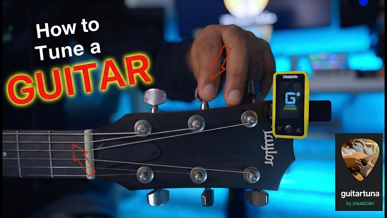 HOW TO Tune an ACOUSTIC GUITAR using Guitar Tuna Mobile App and Guitar Clip On Tuners | Beginners |