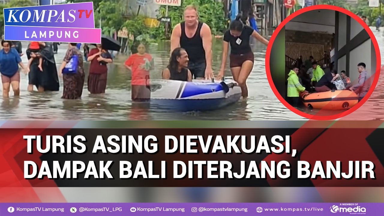 Banjir Rendam Kuta Bali, Wisatawan Dievakuasi dengan Perahu Karet