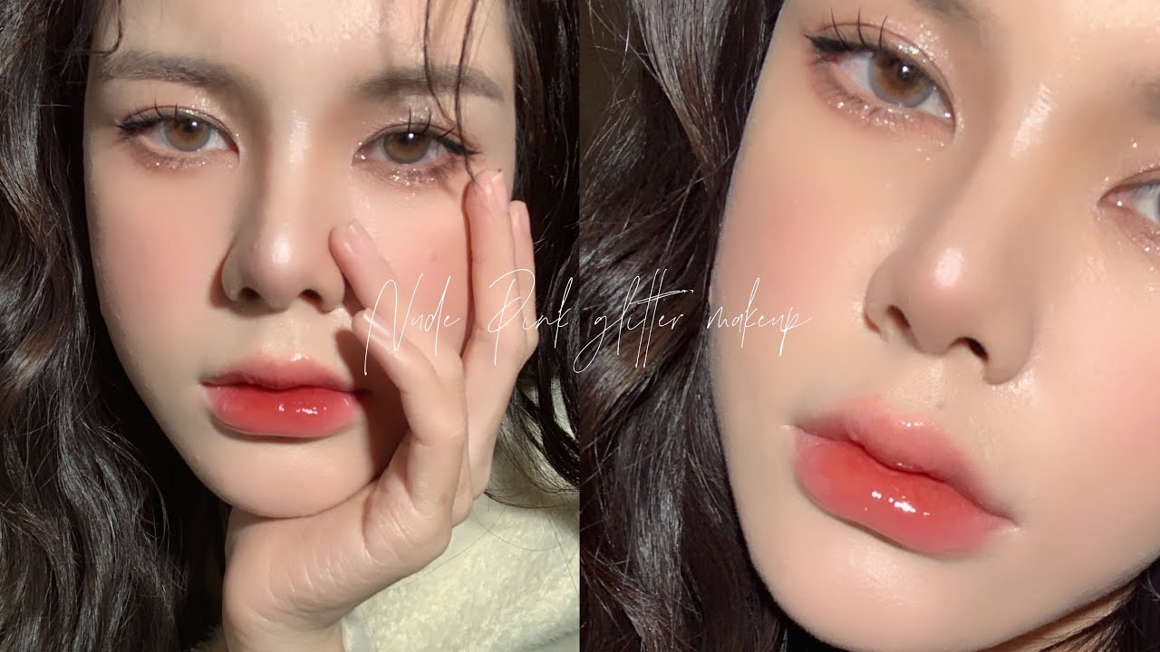 Nude pink glitter makeup ✨ แต่งหน้าโทนชมพูอ่อน แต่งตาวิ้งค์ๆ เล่นแสง น่ารักน่าเอ็นดู