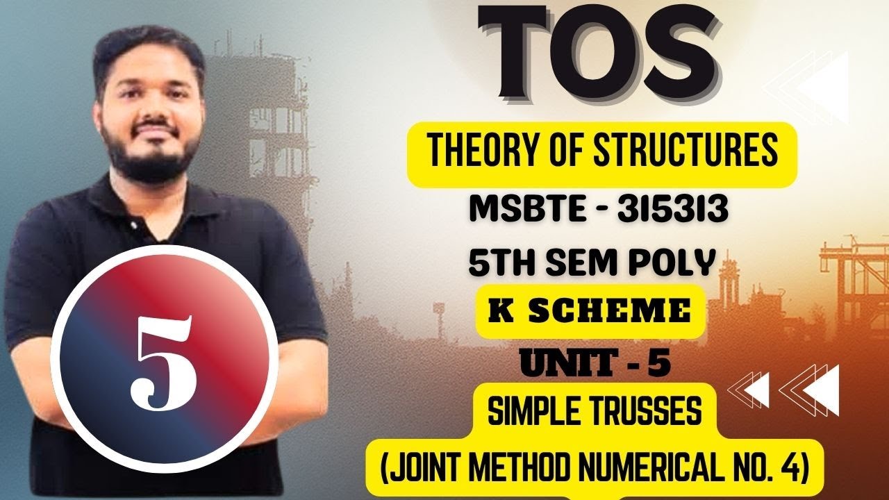 Ch- 5 SIMPLE TRUSSES  | JOINT METHOD NUM 4 |MSBTE| Theory of structure | SEM5| TOS |K SCHEME|315313|