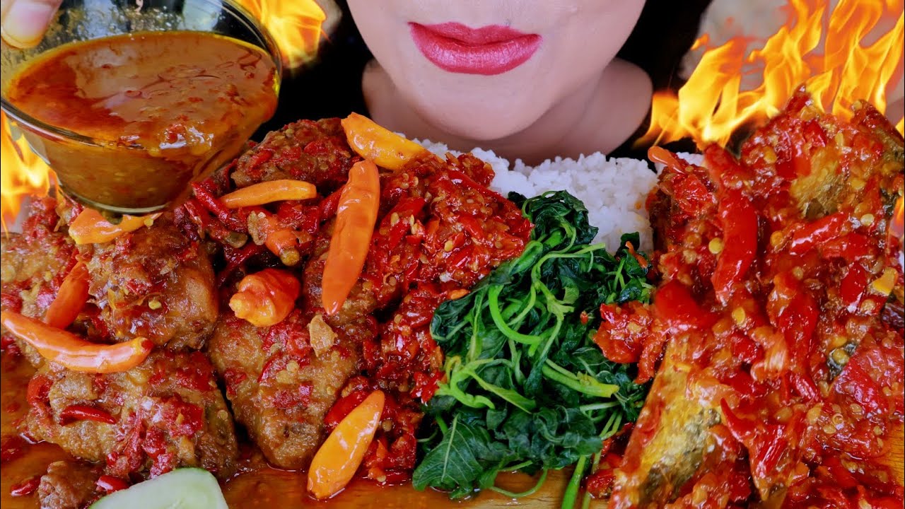 ASMR SAYAP AYAM KUAH PEDAS,  BANDENG PRESTO BALADO | ASMR MUKBANG INDONESIA