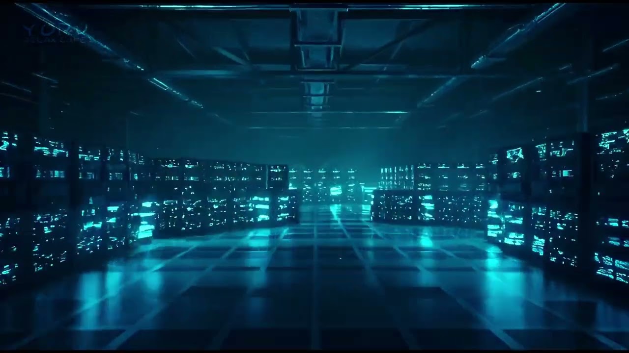 The Autonomous Server Room 💻 | Blue Glow Lo-fi Industrial Techno Flow – Yoru Relax Café