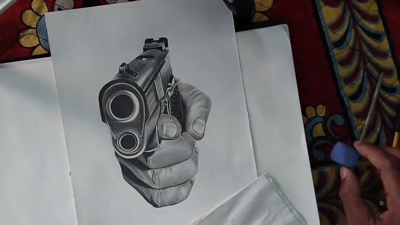 Gun 🔫 Easy Drawing In Hand 🔥// Artist Umesh