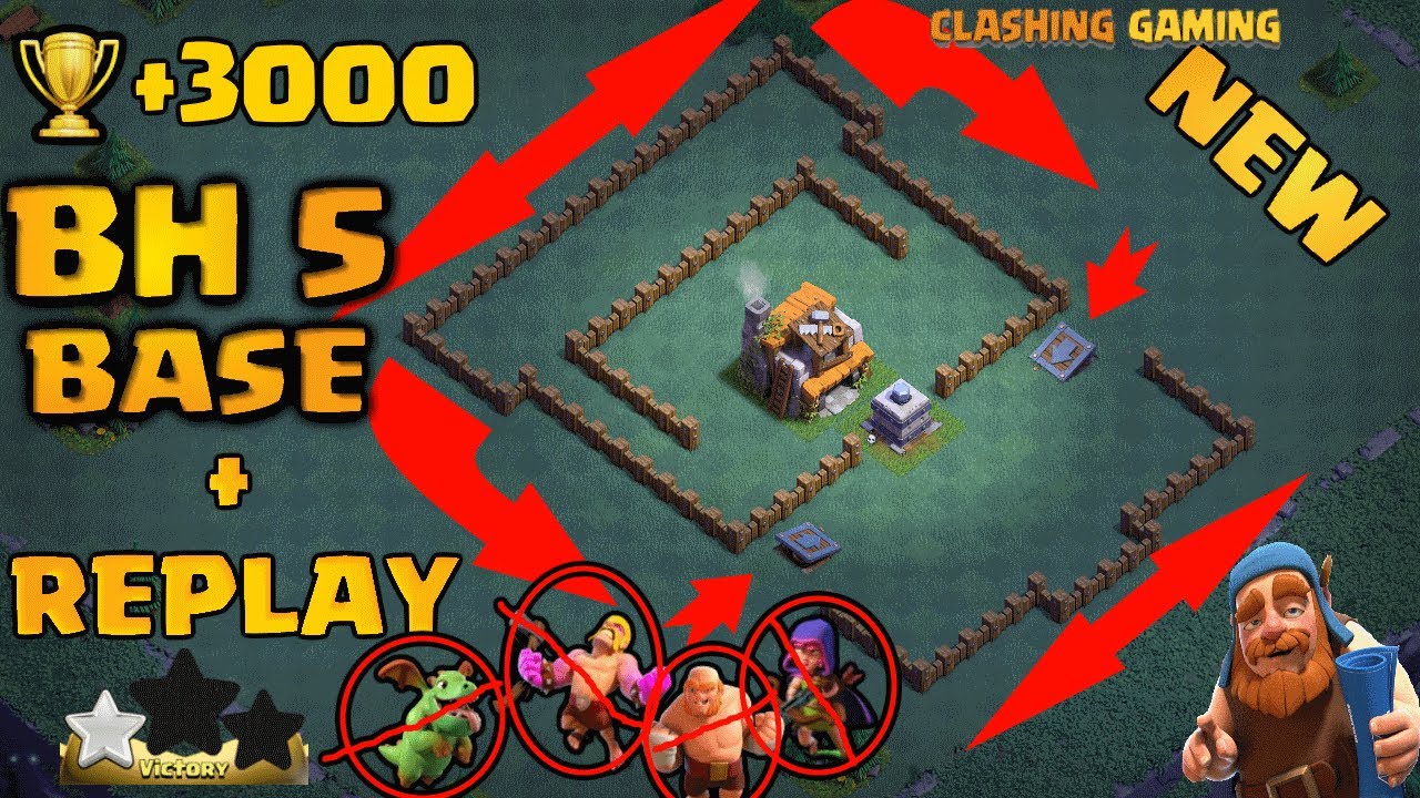 New Builder Hall 5 Base (BH5) + Defense Replay / BH5 Base Layout | Clash of Clans