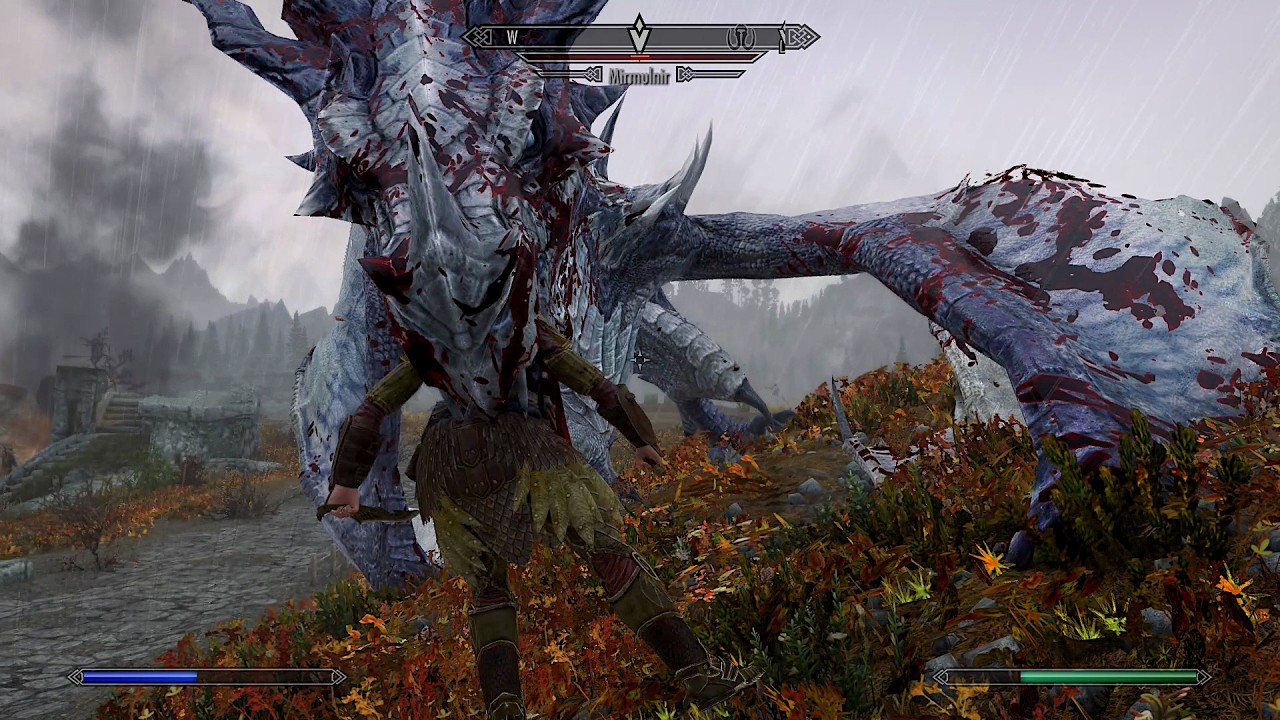 Taking down my first Deadly Dragon - Skyrim