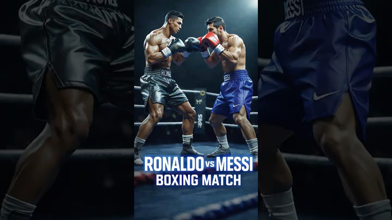 AI Ronaldo knocks out AI Messi 🫨 #ronaldo #messi #barca #madrid