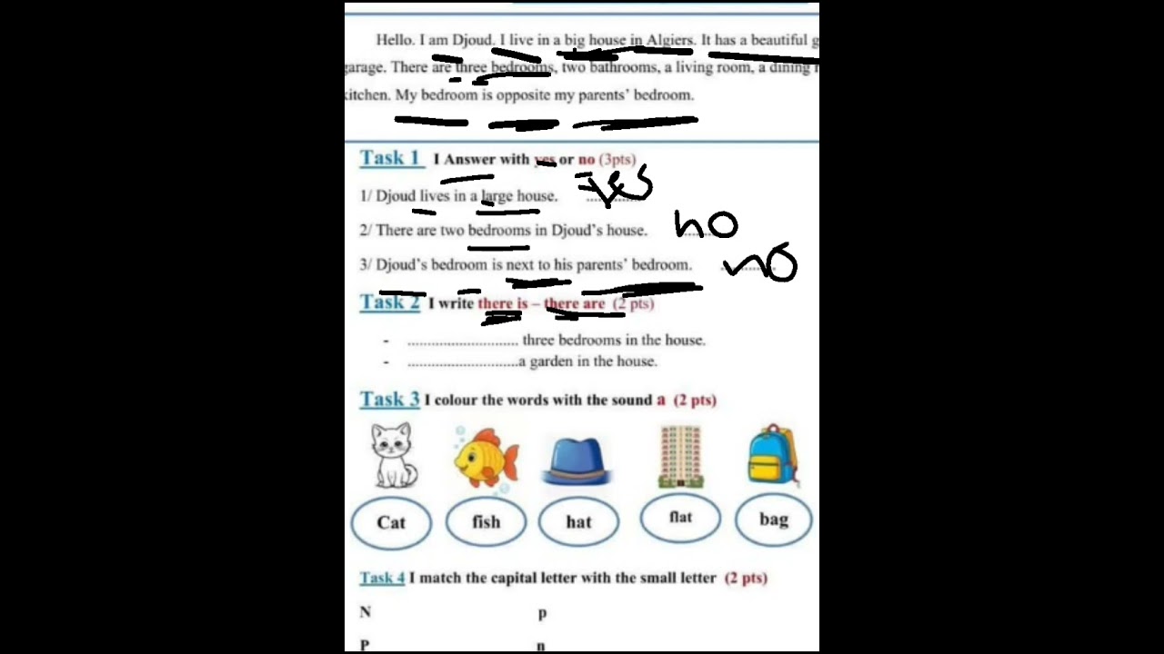 اختبار مقترح في اللغة الإنجليزية الفصل الثاني ثالثة ابتدائي 💯📝