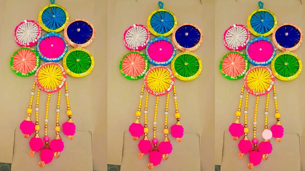 DIY Woolen Wall Hanging With Old Bangles & Hair Bands | Bangles and Wool designer Ideas | Home Decor