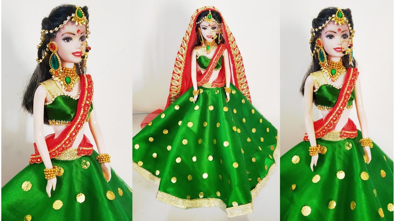 DIY Bridal Costume & Jewellery for Doll/Bridal Doll Decoration/How to Decorate a Doll as IndianBride