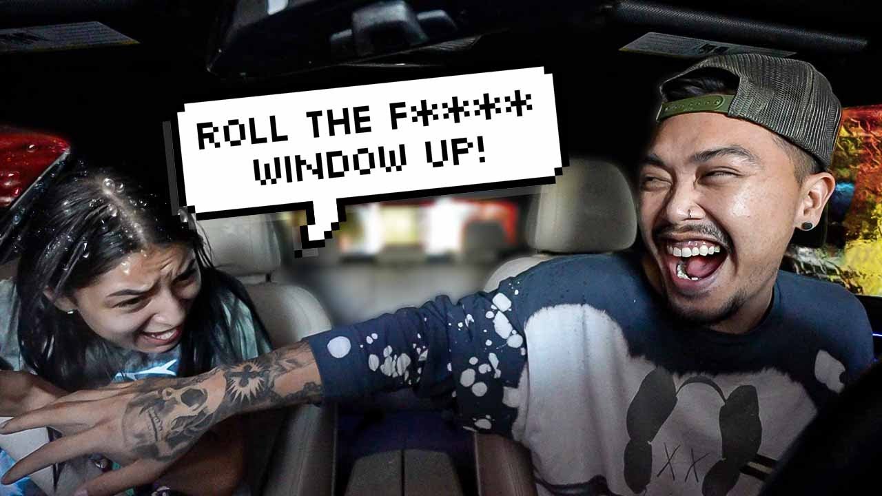 Opening My Girlfriends Window While Going Though the Car Wash!!