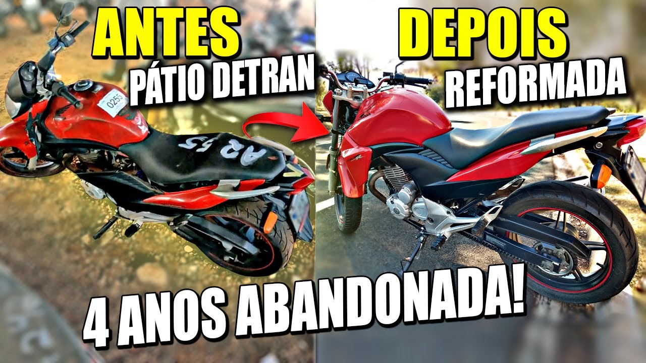 RESTAURAÇÃO CB300 ANTES E DEPOIS DA REFORMA MOTO DE LEILÃO (com documento)