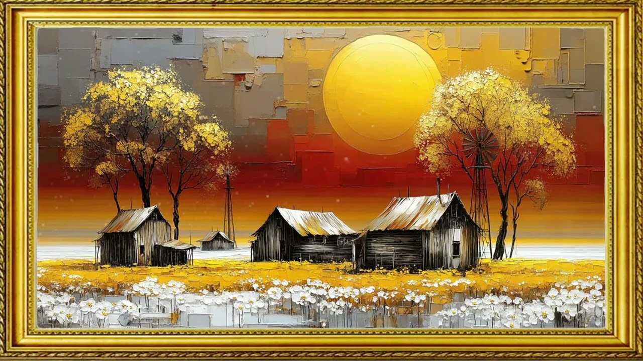 Golden Sunset Village | 4K Frame TV Art | Frame Tv Art Wallpapers