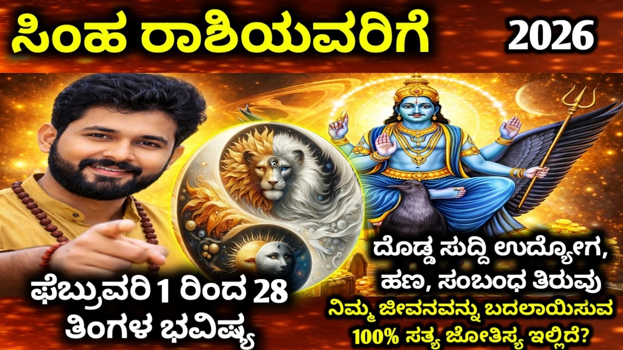 ಸಿಂಹ ರಾಶಿ 2026: ಈ 6 ಘಟನೆಗಳು ಗ್ಯಾರಂಟಿ! ಫೆಬ್ರವರಿ 01 ರಿಂದ 28 ಸಂಪೂರ್ಣ ಮಾಹಿತಿ | Simha Rashi 2026