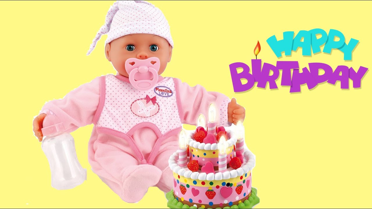 Laugh & Cry Baby Doll Birthday Set Unboxing  with Happy Birthday Song & Baby Doll Bath Time Play