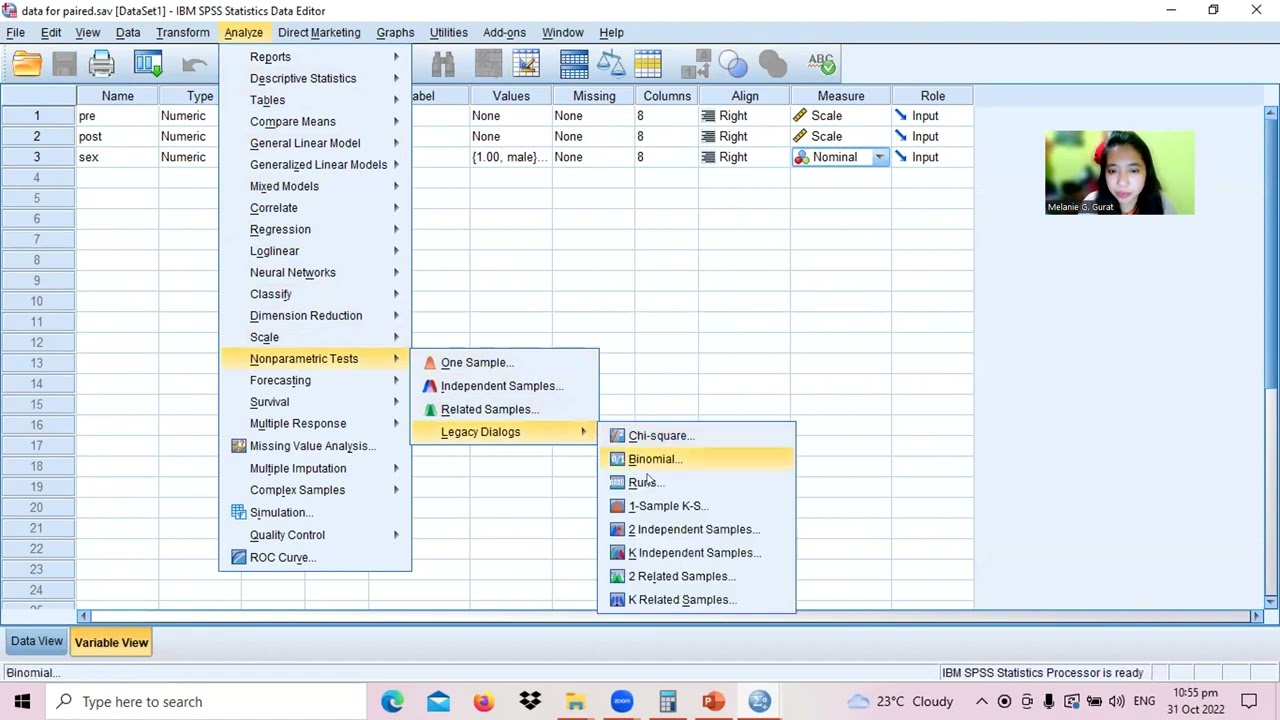 Runs Test of Randomness using SPSS