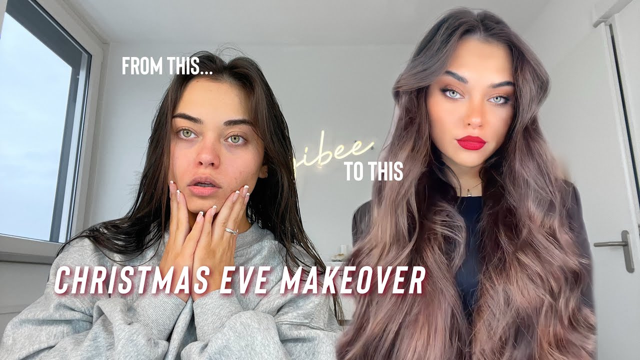 christmas eve transformation! makeup hair and outfit get ready with me