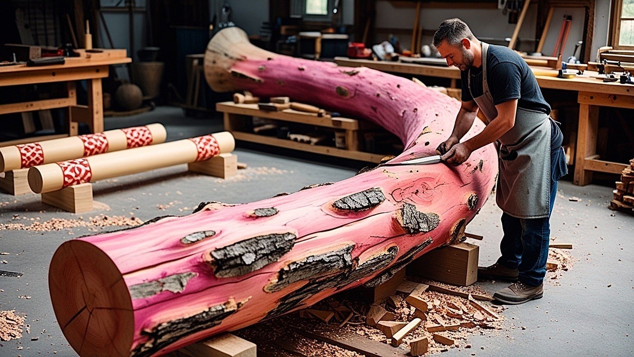 Unexpected Transformations from a Bent Redwood Log   Creative Woodworking Ideas That Amaze Everyone!