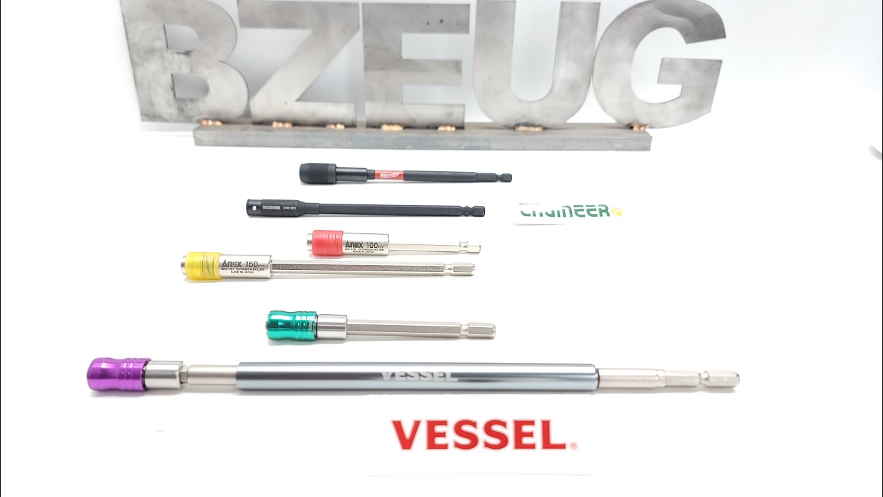 Новые удлинители держателей бит VESSEL по сравнению с ANEX, Engineer и Milwaukee